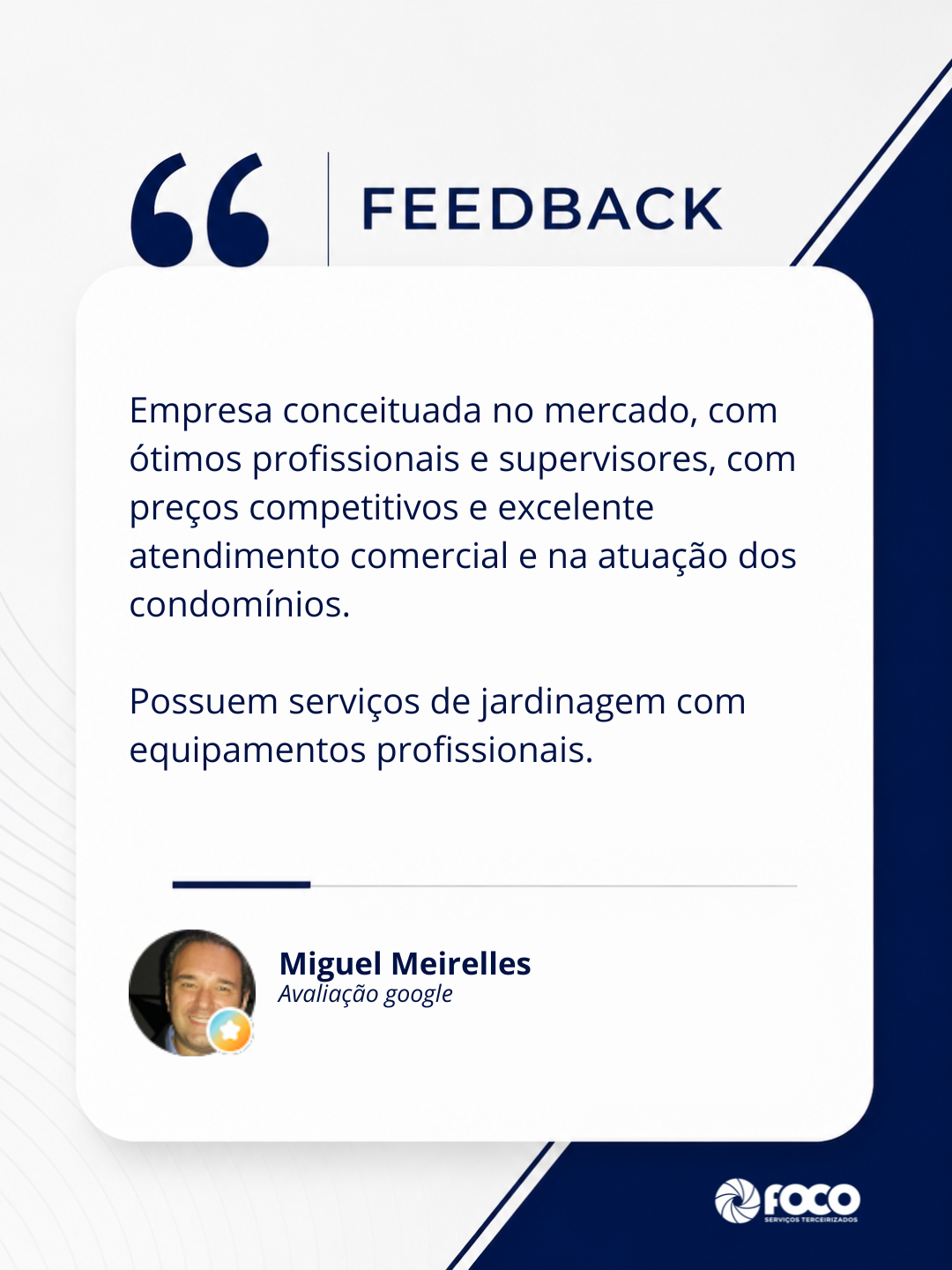 Depoimento de cliente da Foco