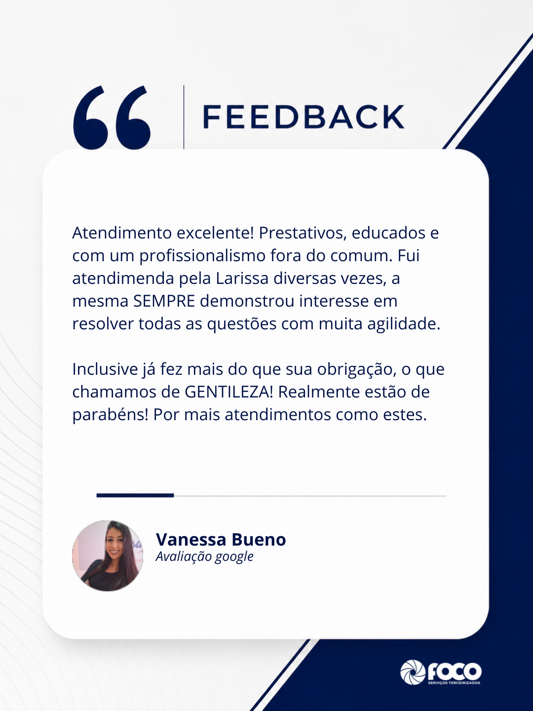 Depoimento de cliente da Foco