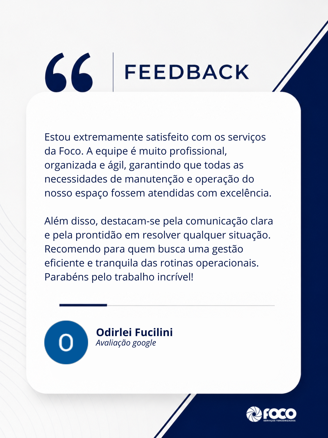 Depoimento de cliente da Foco