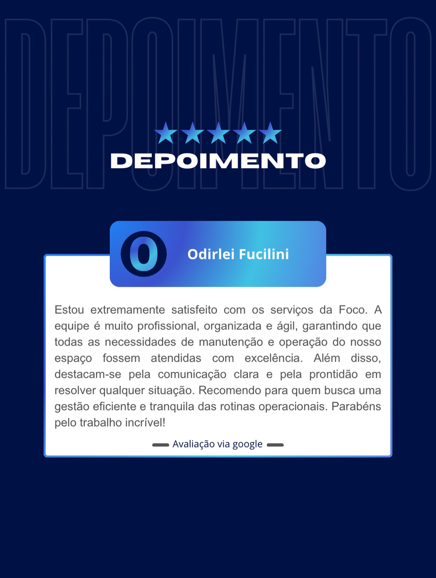 Depoimento de cliente da Foco